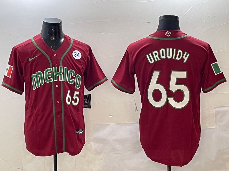 Men 2025 World Cub Mexico #65 Urquidu Red Nike MLB Jersey style 2